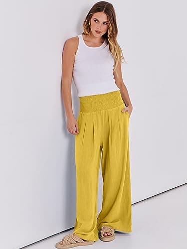 ANRABESS Women Linen Palazzo Pants