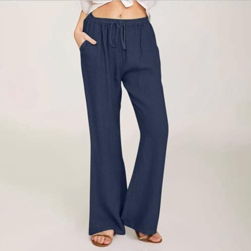 Yxzogd Women's High-Waisted Loose Palazzo Pants with Pockets