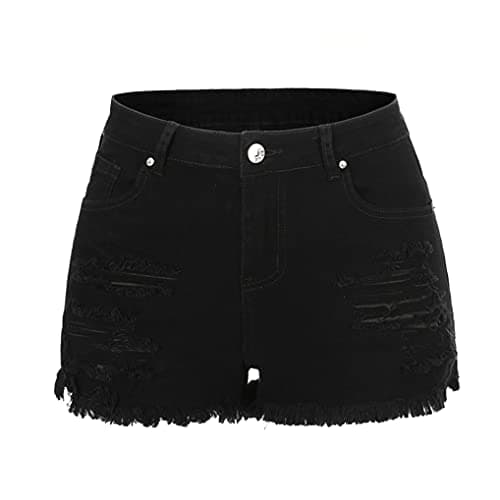 Thunder Star Women's Mid Rise Ripped Stretch Denim Shorts