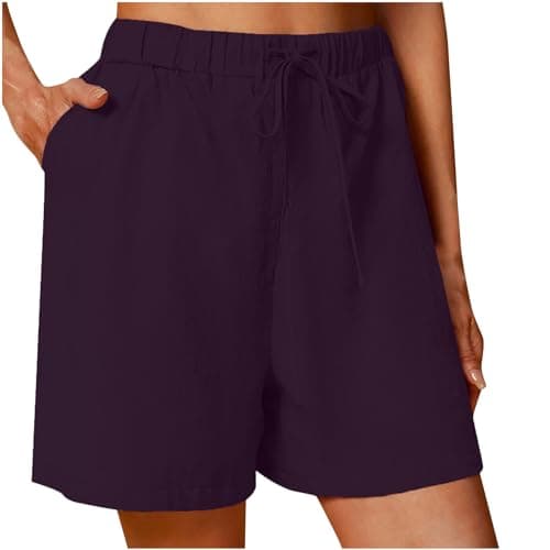 Sktremeuru Women's 2025 Trendy Linen Drawstring Shorts
