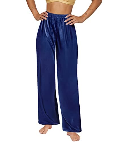 SWOMOG Women's Silk Satin Pajama Pants Elastic Waist