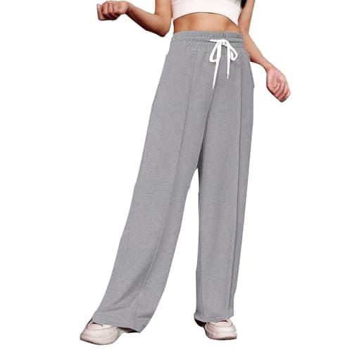 Yxzogd Women's Wide Leg High-Waisted Elastic Sweatpants Spring Casual Trousers