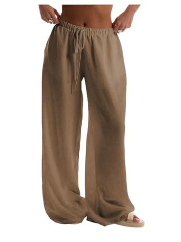 RoseSeek Women's Wide Leg Drawstring Beach Pants Cover Up Swimsuit