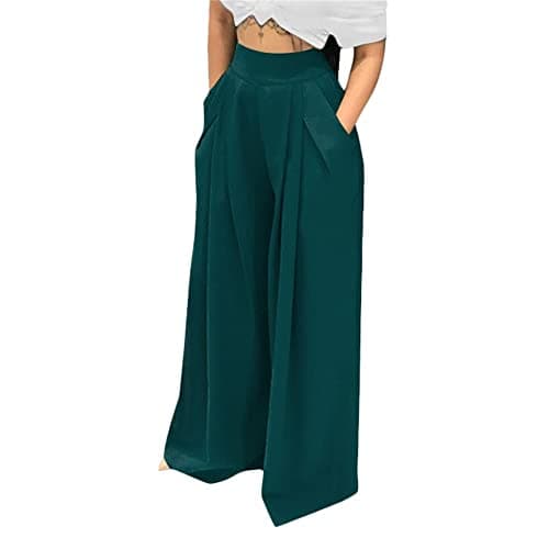 MESLIMA High-Waisted Wide Leg Stretch Palazzo Pants for Women