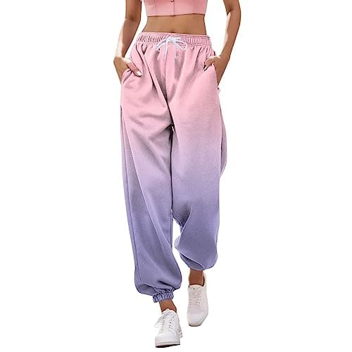 Y2K Aesthetic Women's High-Waisted Cinch Bottom Sweatpants with Pockets
