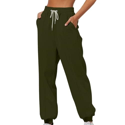 Womens High Waisted Cinch Bottom Fleece Sweatpants Casual Joggers
