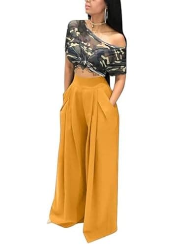 LROSEY Women Casual Palazzo Pants with Pockets