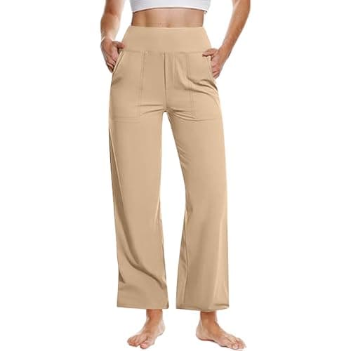 Yxyzogd Wide Leg High Waisted Yoga Pants for Women Tummy Control with Pockets