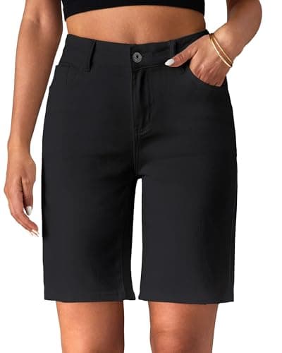 Luvamia High-Waisted Bermuda Jean Shorts for Women