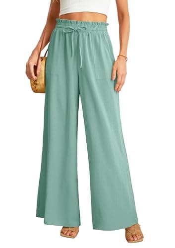JINKESI Women's High-Waist Wide Leg Loose Pants with Adjustable Ties