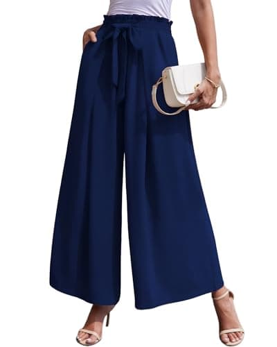 Lousguta High-Waisted Wide Leg Palazzo Pants for Women with Pockets