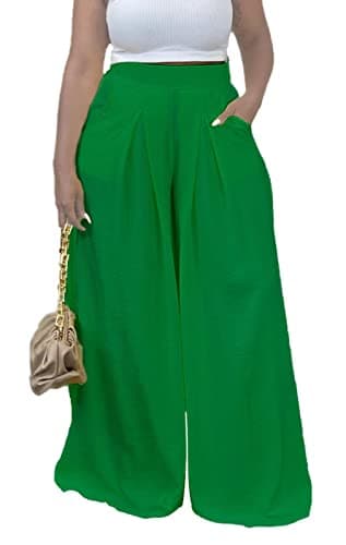 Miiyana Plus Size High Waisted Wide Leg Palazzo Trousers