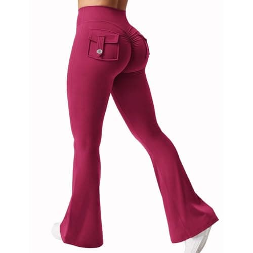 Women's High Waist Flare Yoga Pants with Pockets & Tummy Control
