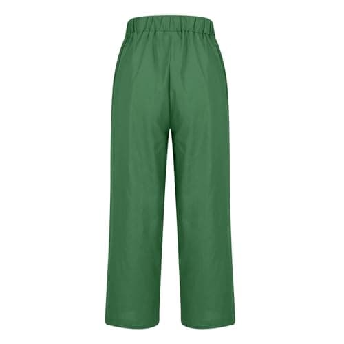 2024 Women's High Waisted Crop Linen Pants Solid Comfy Casual