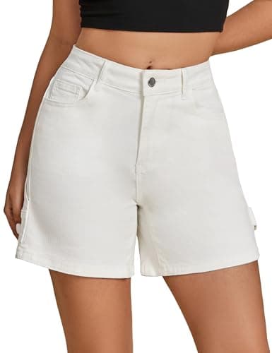 Luvamia High-Waisted Trendy Casual Denim Jorts for Women Cutoff Shorts with Pockets