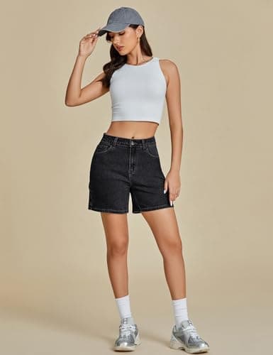 Luvamia High-Waisted Trendy Casual Denim Jorts for Women Cutoff Shorts with Pockets