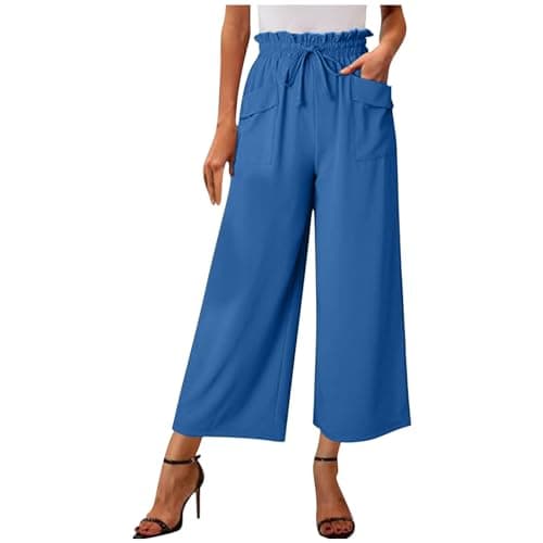 2024 Summer High-Waisted Wide Leg Linen Pant with Big Side Pockets