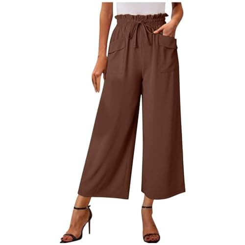 2024 Summer High-Waisted Wide Leg Linen Pant with Big Side Pockets