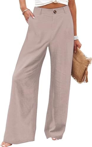 Bbkkuck Women's Elastic High-Waisted Wide Leg Palazzo Pants with Pockets
