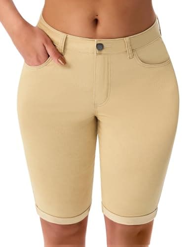 Rosswear Women's Mid Rise Stretch Denim Bermuda Shorts