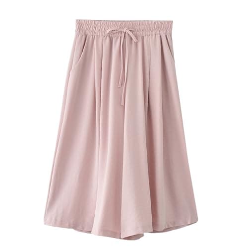 Yxzogd Women's High Waisted Wide Leg Drawstring Capri Pants with Pocket
