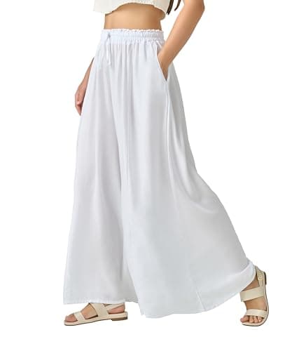 Joob Joob High Waist Flowy Elastic Leg Pants for Women with Pockets