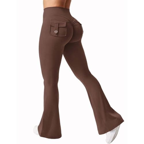 Women's High Waist Flare Yoga Pants with Pockets & Tummy Control