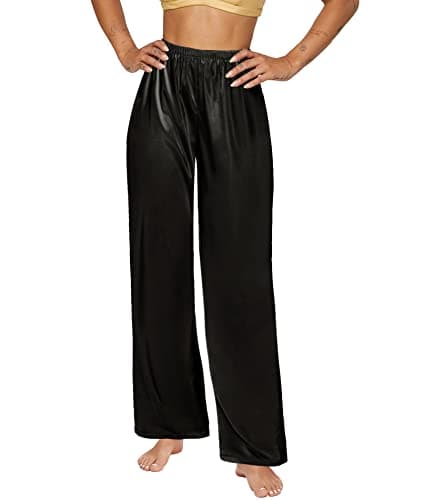 SWOMOG Women's Silk Satin Pajama Pants Elastic Waist