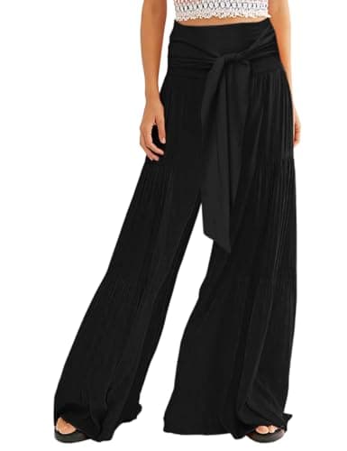 Lrady Women's Boho Printed Wide Leg Palazzo Pants