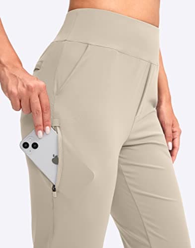 YYV Women's Stretch High Waist Ankle Pants with Pockets for Golf & Casual Business Travel