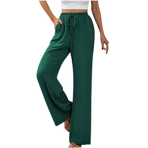 Yxzogd High-Waisted Loose Flowy Palazzo Pants for Women Summer Business Casual