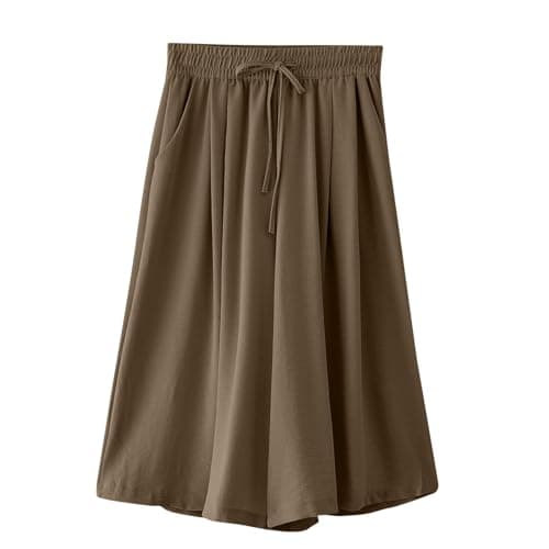 Yxzogd Women's High Waisted Wide Leg Drawstring Capri Pants with Pocket