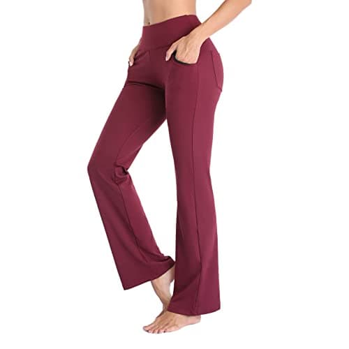 Women's High Waist Flare Yoga Pants with Pockets & Tummy Control