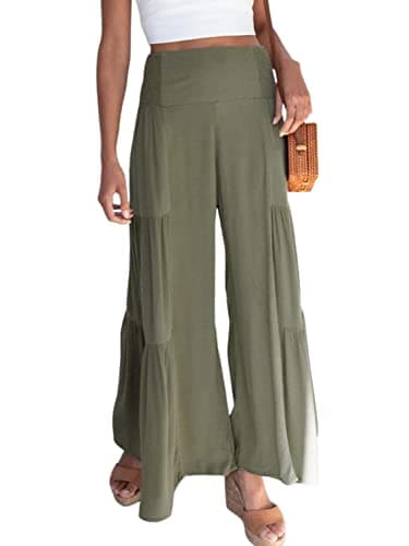 Eteviolet Women's Boho High-Waisted Wide Leg Flowy Summer Pants