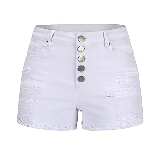Thunder Star Women's Mid Rise Ripped Stretch Denim Shorts