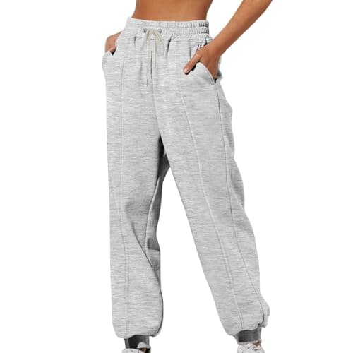 Womens High Waisted Cinch Bottom Fleece Sweatpants Casual Joggers