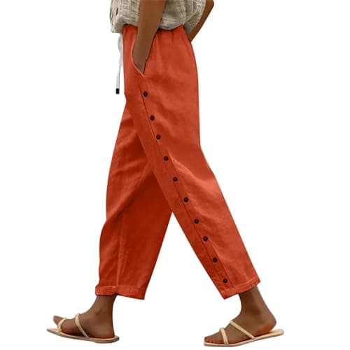 Boho Striped Linen Pants for Women Summer Casual Beach