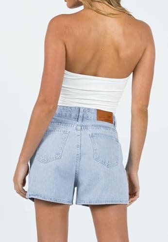 OnlyPuff Women's Ripped Mid-Waisted Denim Shorts