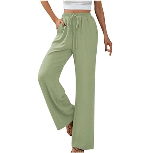 Yxzogd High-Waisted Loose Flowy Palazzo Pants for Women Summer Business Casual