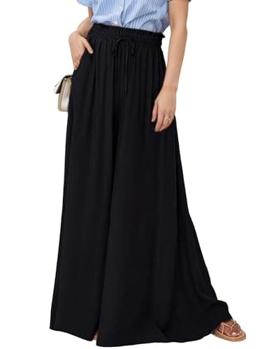 Hooever Women's Wide Leg Flowy Palazzo Pants with Drawstring Waist
