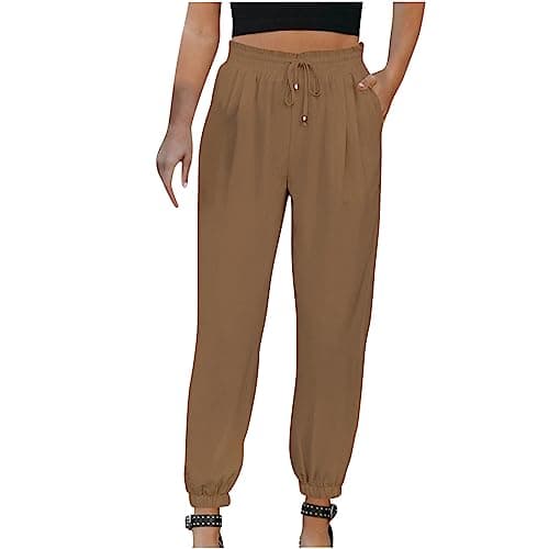 Yxzogd Women's 2025 High-Waisted Elastic Harem Pants with Pockets