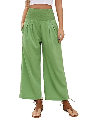 QIANXIZHAN Women's Cropped Wide Leg Palazzo Pants