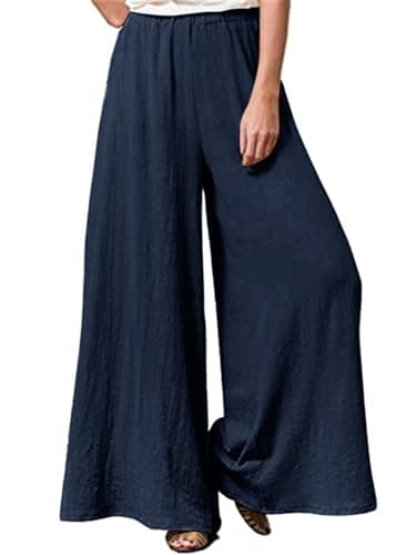 Hisanny Plus Size Wide Leg Linen Pants with Pockets L 5XL
