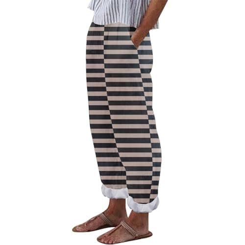 Striped Printed Fashionable Casual Ankle Pocket Pants for Women Plus Size