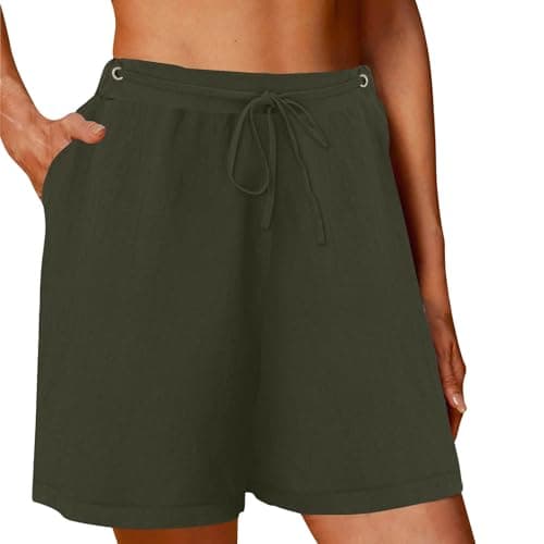 Sktremeuru Women's Plus Size Lightweight Linen Drawstring Shorts