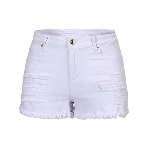 Thunder Star Women's Mid Rise Ripped Stretch Denim Shorts