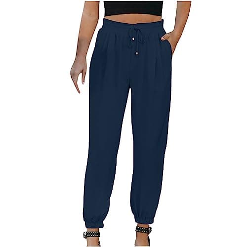 Yxzogd Women's 2025 High-Waisted Elastic Harem Pants with Pockets