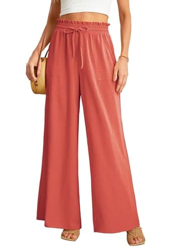 JINKESI Women's High-Waist Wide Leg Loose Pants with Adjustable Ties