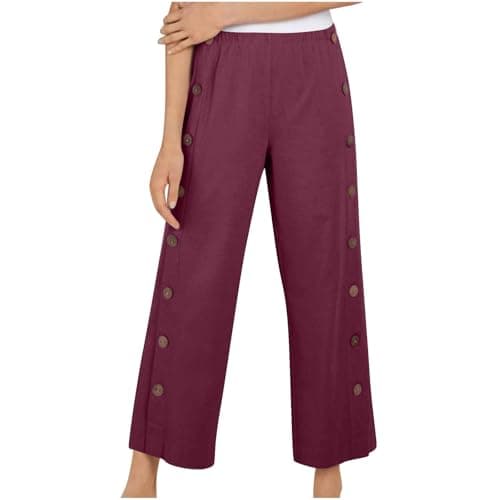 Yxzogd Women's High Waisted Wide Leg Cotton Linen Trousers