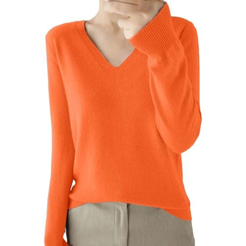 Soft V-Neck Wool Blend Sweater for Women Fall Fashion Tops